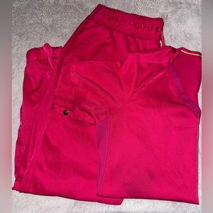 Hot pink healing hands scrub set top and bottom XL